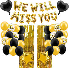 Now that you've framed out your retirement party, it's time to start planning your party theme. Amazon Com Luxiocio We Will Miss You Balloon Banner Decorations Kit 49pcs Farewell Party Decorations Gold Retirement Party Office Work Party Going Away Party Supplies Toys Games