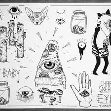 Illuminati Confirmed Just Kidding Tattoo Flash Sheet Art Drawings