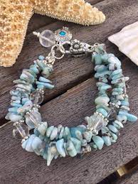 Larimar Chip Bracelet 3 Strand Bracelet Larimar And Etsy In 2021 Handmade Beaded Jewelry Handmade Bracelets Chip Bead Jewelry