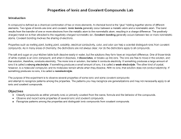 Color theory worksheets answer key. Properties Of Ionic And Covalent Compounds Lab