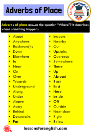 It tells us when an action happened besides how long, how often. Adverbs Of Place Definition And 36 Example Words Adverbs Of Place Answer The Question Where It Describes Where Something Adverbs Learn English Words Words
