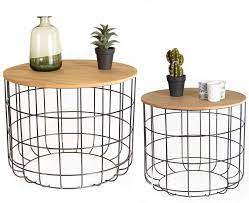 Pull a versatile c table over the arm of the couch as a convenient laptop desk for a. Lifa Living Round Coffee Table Set Of 2 2 Side Tables Made Of Black Metal And Mdf Medium Density Fibreboard Wood Side Table Vintage And Industrial Design Wire Basket Up To 20 Kg