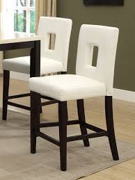 Poundex F1322 Set Of 2 Drake Espresso Finish Wood And Cream Key Hole Back Faux Leather Counter Height Bar Chairs Modern Dining Room Set Home Bar Furniture Bar Stools