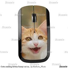 Cute Smiling Kitten Face Funny Cat Meow Photo Wireless Mouse Zazzle Com Funny Cats Kittens Funny Cats Meow