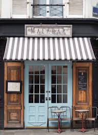 Paris Cafe Photograph Malabar Cafe Large Wall Art French Kitchen Decor Striped Awning Blue Door Travel Photograph French Kitchen Decor Coffee Shop Design Cafe Design