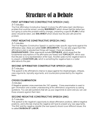 Team means that you debate with a partner. Structure Of A Debate
