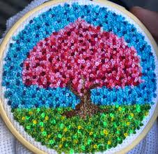 Hold it taut with your hand not holding the needle (that's important). Fo Finally Finished French Knot Tree 22 Hours Self Design Crossstitch