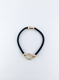 Black And Gold Bracelet Black Leather Charm Bracelet Braided Leather Bracelet Women Bracelet Gold Charm With Cz Rose Gold Bracelet Eternity Bracelet Gifts For Her
