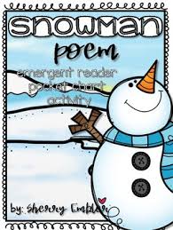 Snowman Poem Emergent Reader Pocket Chart Pieces