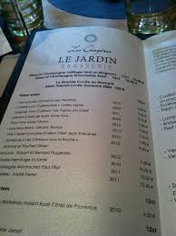 Menu Picture Of Brasserie Le Jardin Les Crayeres Reims Tripadvisor