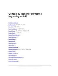 Most common surnames starting with s. Genealogy Index For Surnames Beginning With R Auf Kreibaum De