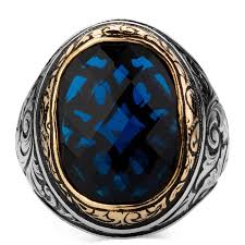 Zircon is capable of bringing about the understanding of life and reality. Sterling Silver Intricately Inlaid Mens Ring With Blue Zircon Stone Anitolia