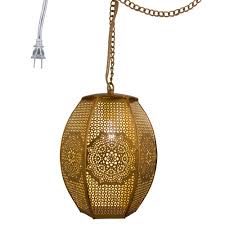 River Of Goods 1 Light Gold Pierced Metal Moroccan Sundial Plug In Pendant Hanging Pendants Metal Lanterns Hanging Lanterns