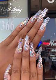 Flame Nail Decals Etsy Bling Acrylic Nails Coffin Nails Designs Swag Nails