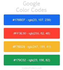 Hex And Rgb Color Codes Used By Google Rgb Color Codes Logo Color Schemes Color Coding