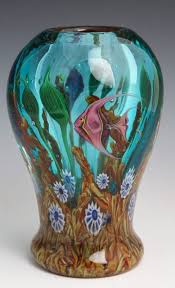 Steven Lundberg Art Glass Aquarium Vase Signed Lot 35170 Glass Art Glass Aquarium Glass Paperweights