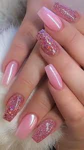 Acrylic Nails Bright Summer Nails Silver Glitter Nails Long Nails Bright Pink Nails Pinterest
