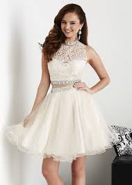 Top Piece Laced With Designs Of Leaves Bottom Piece Fluffy And Puffy Skirt Lace Homecoming Dresses Tulle Homecoming Dress Lace White Dress