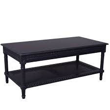 Hamptons Style Black Rectangular Coffee Table With Rattan Shelf Makes An Ideal Addition To Your Living Are Coffee Table Coffee Table Rectangle Resort Furniture