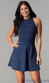 Glitter Jersey Short Navy Wedding Guest Party Dress Short Wedding Guest Dresses Dresses Navy Blue Party Dress