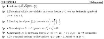 Check spelling or type a new query. Subiectul 1 Enunt Si Rezolvare Bac Iunie 2011 M1 MatematicÄƒ ExerciÈ›ii Bacalaureat