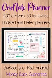 Onenote Planner Template For Surface Pro Ipad And Android Planner Onenote Template Digital Planner