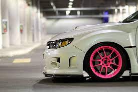 Since i plan on going with 5×114.3 eventually, i decided go with a set gr sti knuckles that i found for pretty cheap. Pin By Courtney Sutherland On Some Car Stuff Subaru Wrx Pink Rims Pink Wheels
