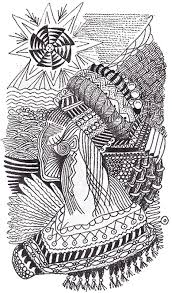 Funny monkey (but complex coloring page !) lion head with a huge mane. Art Therapy Coloring Page Africa African Woman 4