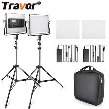 Travor 2 In 1 Bi Color Led Video Light Kit Studio Light With U Bracket Camera Light 3200k 5600k Photography Lighting For Youtube Photographic Lighting Aliexpress