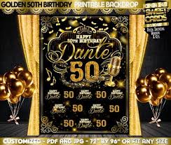 Backdrop Black And Gold 50th Birthday Party Decorations 5oth Birthday Printable Party Backdrop Fifty Birthday Party Backdrop Gold And Black 50th Birthday Backdrop Music 50th Backdrop 50th Feliz Cumpleanos Fiesta De Hombres Decoracion Para Hombre