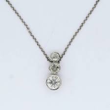 Preowned 18 carat white gold diamond pendant and chain. Pre Owned Platinum Diamond 3 Stone Pendant 1 46ct Total Mallard Jewellers