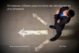 La toma de decisiones es el proceso mediante el cual se realiza una elección entre diferentes opciones o formas posibles para resolver diferentes situaciones en la vida en diferentes contextos: 10 Mejores Criterios Para La Toma De Decisiones En Una Empresa Blog De Ignacio Martinez