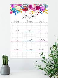 Large Wall Calendar 2020 Floral Calendar Beautiful Calendar A1 A0 A2 Calendar Agendas Planner Projeto Do Calendario