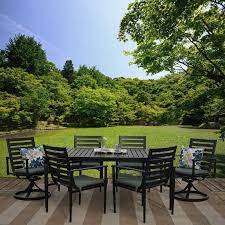 We really like the hanover brand and this 7 piece set is priced just right. Get Bedford 7 Piece Cast Aluminum Outdoor Patio Furniture Dining Set In Mi At English Gardens Nurseries Serving Clinton Township Dearborn Heights Eastpointe Royal Oak West Bloomfield And The Plymouth Ann