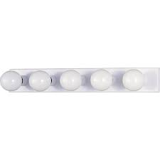 Volume Lighting 5 Light Indoor White Movie Beauty Makeup Hollywood Bath Or Vanity Light Bar Wall Mount Or Wall Sconce V1025 6 The Home Depot