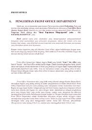 Mulai dari tanggung jawabnya apa saja, tugasnya, skill yang perlu diketahui, dan sebagainya. Doc Front Office Hadiyah Vida Academia Edu