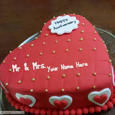 Cake from branded shop with quality. Red Velvet Cake For Happy Anniversary Wishes With Name