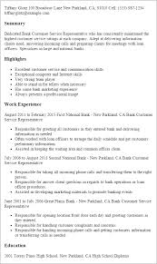 1 Bank Customer Service Representative Resume Templates Try Them Now Myperfectresume