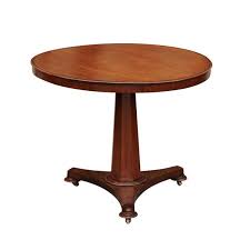 French 1870s Round Walnut Table With Hexagonal Pedestal Base On Casters Walnut Table Pedestal Side Table Walnut Side Tables