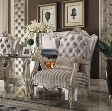 Shipping same day delivery include out of stock accent chair sets accent table sets accent tables arm chairs armless chairs chair and ottoman sets coffee and accent table sets coffee tables console tables decorative storage cabinets furniture collections futon sets home decor. Buy Acme Versailles 52087 Accent Chair And End Table Set 2 Pcs In Ivory Bone Fabric Online