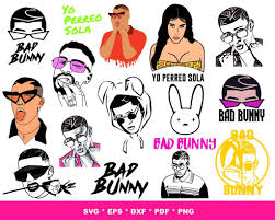 For cricut and silhouette cutting machines (with registration marks). 250 Bad Bunny Svg Bundle 1 0