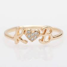 Custom delicate name ring sun ring 9k solid gold ring. Amazon Com Graceful Rings Gix Minimalist Personalised Initials Jewelry Cz Heart Letter Rings Gift For Girlfriend At Christmas Handmade