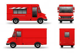 Red Food Truck Mockup On White For Vehicle Branding Advertising Corporate Identity Transport Advertising In 2020 Food Truck Red Food Mobile Food Cart