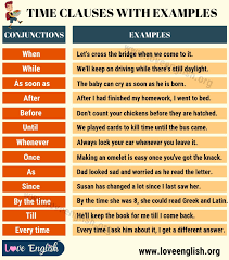 Adverbial clauses of time (when dad came home). Time Clauses Useful Examples Of Time Clauses In English Love English English Lessons English Grammar Learn English