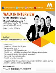 .dengan kategori bank bca, mandiri, bni, bri, bi, danamon, bmt, bank aceh yang bertujuan untuk mempermudah anda dalam memilih tipe pekerjaan sesuai dengan kriteria yang di berikut daftar lowongan kerja bank terbaru april 2021 yang sudah kami update, silahkan anda pilih berikut ini. Cdc Uai On Twitter Job Vacancy Bank Mega Walk In Interview Every Monday And Wednesday Loker