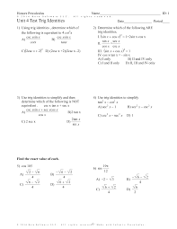 Precalculus worksheets math worksheets algebra ii lessons. Https Schoolwires Henry K12 Ga Us Cms Lib Ga01000549 Centricity Domain 1610 Unit 204 20test 20trig 20identities 20b Pdf
