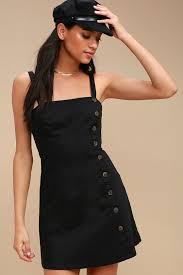 Louetta Black Button Down Mini Dress Perfect Little Black Dress Little Black Dress Cute Black Dress