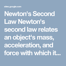Newton S Second Law Newton S Second Law Relates An Object S Mass Acceleration And Force With Which It Is Moving This Law Of Mo Newtons Second Law Newton Law