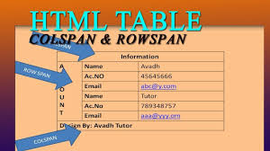Html Table With Rowspan And Colspan Html Tutorial Avadh Tutor Ripa Html Tutorial Tutor Tutorial
