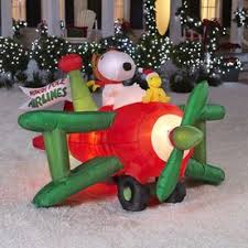 Holiday Living 3 6 Ft Inflatable Fabric Snoopy In Airplane Lowes Com Cute Christmas Decorations Peanuts Christmas Snoopy Christmas